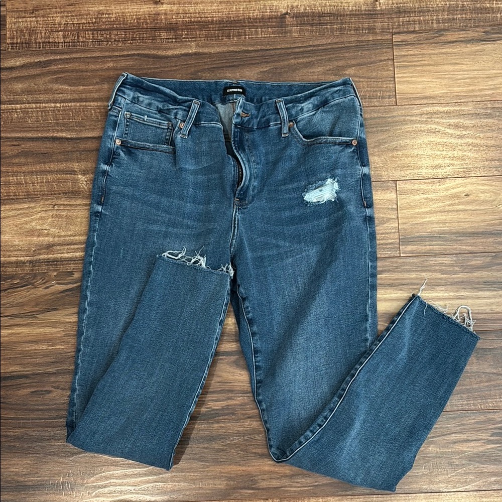 Distressed Blue Jeans